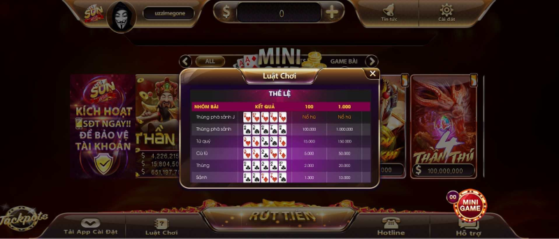 Hướng dẫn cách chơi mini poker tại cổng game Sunwinvn