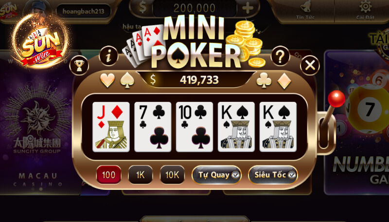 Đôi nét về trò chơi mini Poker tại cổng game Sunwinvn