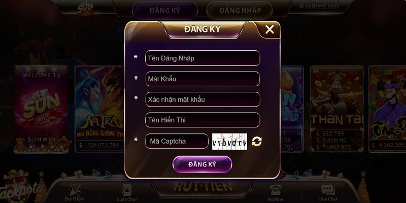 Đăng ký tài khoản chơi game tại Sunwinvn